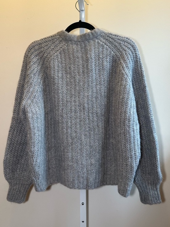 Sezane Emile Cardigan Mottled Grey Alpaca Wool Button Sweater Size M NWT - Picture 3 of 8